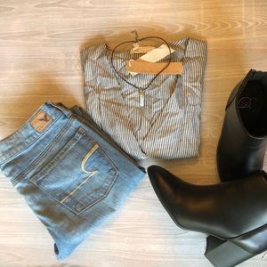 Mustard Seed Vertical Striped shirt